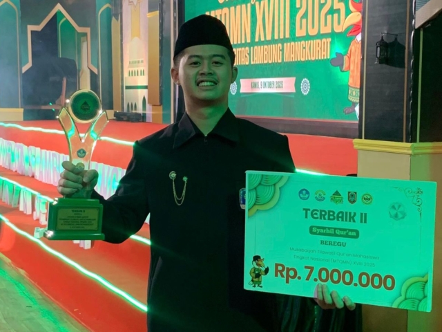 ‘Rajbani Gibran’ Mahasiswa Ilmu Komunikasi Raih Juara 2 Lomba MTQ Tingkat Nasional